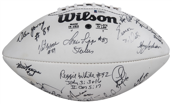 NFL Hall of Famers and Stars Multi Signed Football With 24 Signatures Including White, Smith & Newsome (Beckett)